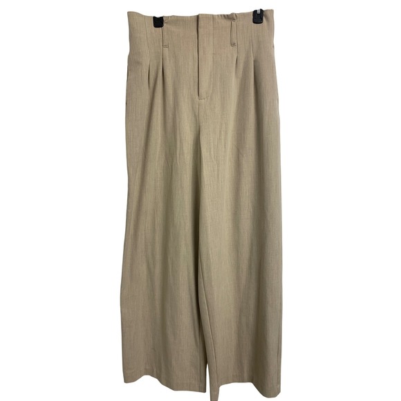 Nine West Pants - Nine West Beige High Waisted Wide Leg Pleated Dress Pants Size M